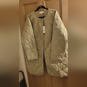 New Michael Stars 2x sonnet snap front quilted coat in light olive